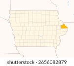 Map of the County Jackson (Iowa, US) showing the Federal State with the highlighted County