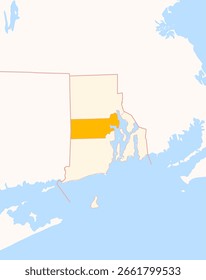 Mapa del condado de Kent (Rhode Island, Estados Unidos) que muestra el estado federal con el condado destacado