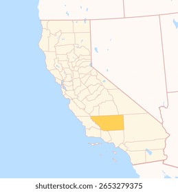 Map of the County Kern (California, US) showing the Federal State with the highlighted County