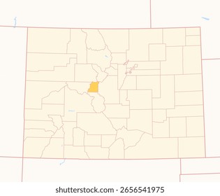 Mapa del condado de Lake (Colorado, Estados Unidos) que muestra el estado federal con el condado resaltado