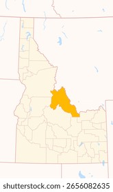 Mapa do Condado de Lemhi (Idaho, EUA) mostrando o Estado Federal com o Condado destacado