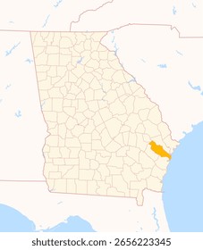 Mapa da Liberdade do Condado (Geórgia, EUA) mostrando o Estado Federal com o Condado destacado