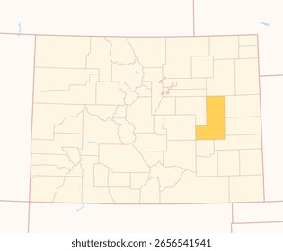 Mapa do Condado de Lincoln (Colorado, EUA) mostrando o Estado Federal com o Condado destacado