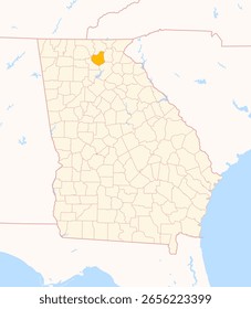 Mapa do Condado de Lumpkin (Geórgia, EUA) mostrando o Estado Federal com o Condado destacado