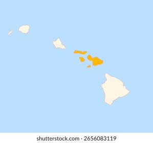 Map of the County Maui (Hawaii, US) showing the Federal State with the highlighted County