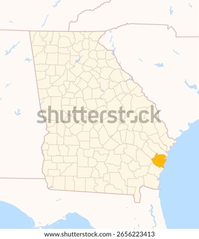 Map of the County McIntosh (Georgia, US) showing the Federal State with the highlighted County