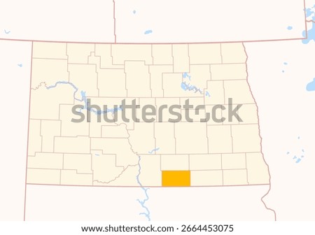 Map of the County McIntosh (North Dakota, US) showing the Federal State with the highlighted County