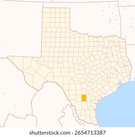 Map of the County McMullen (Texas, US) showing the Federal State with the highlighted County