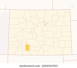 Mapa del condado de Mineral (Colorado, US) que muestra el estado federal con el condado resaltado