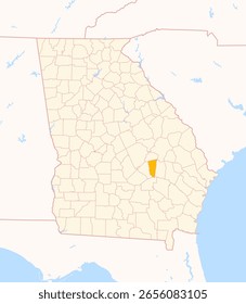 Mapa del condado de Montgomery (Georgia, Estados Unidos) que muestra el estado federal con el condado resaltado