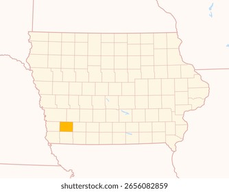 Mapa del condado de Montgomery (Iowa, US) que muestra el estado federal con el condado resaltado