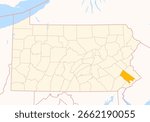 Map of the County Montgomery (Pennsylvania, US) showing the Federal State with the highlighted County
