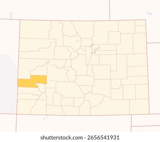 Map of the County Montrose (Colorado, US) showing the Federal State with the highlighted County