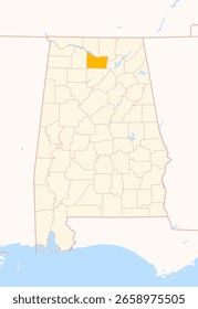 Mapa del condado de Morgan (Alabama, Estados Unidos) que muestra el estado federal con el condado destacado