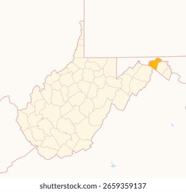 Mapa del condado de Morgan (Virginia Occidental, EE.UU.) que muestra el estado federal con el condado destacado