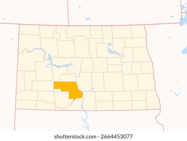 Mapa do Condado de Morton (Dakota do Norte, EUA) mostrando o Estado Federal com o Condado destacado