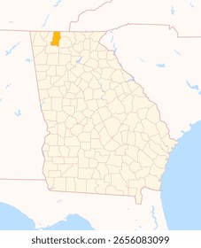 Mapa do Condado de Murray (Geórgia, EUA) mostrando o Estado Federal com o Condado destacado
