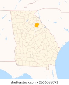 Landkarte des County Oglethorpe (Georgia, USA) mit dem Bundesstaat mit dem markierten County