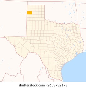 Map of the County Oldham (Texas, US) showing the Federal State with the highlighted County