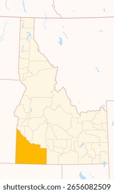 Mapa do Condado de Owyhee (Idaho, EUA) mostrando o Estado Federal com o Condado destacado