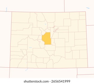 Mapa del Parque del Condado (Colorado, US) que muestra el Estado Federal con el Condado resaltado