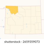 Map of the County Park (Wyoming, US) showing the Federal State with the highlighted County
