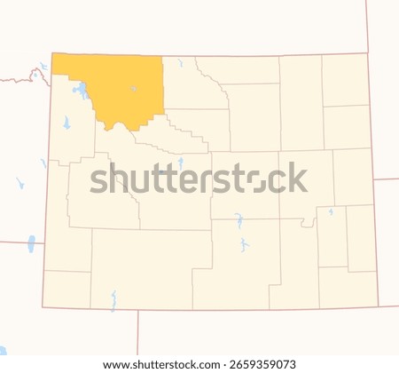 Map of the County Park (Wyoming, US) showing the Federal State with the highlighted County