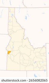 Mapa del condado de Payette (Idaho, US) que muestra el estado federal con el condado resaltado