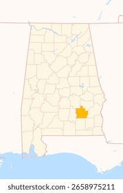 Mapa do Condado de Pike (Alabama, EUA) mostrando o Estado Federal com o Condado em destaque