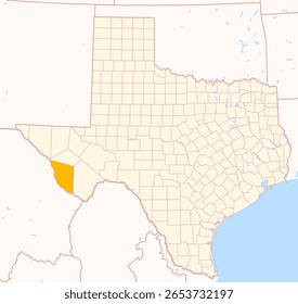 Map of the County Presidio (Texas, US) showing the Federal State with the highlighted County
