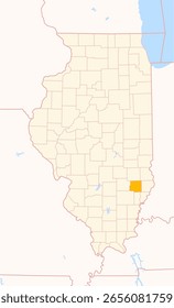 Mapa do Condado de Richland (Illinois, EUA) mostrando o Estado Federal com o Condado destacado