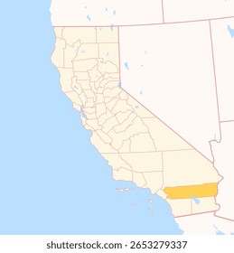 Map of the County Riverside (California, US) showing the Federal State with the highlighted County