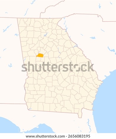 Map of the County Spalding (Georgia, US) showing the Federal State with the highlighted County