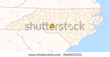 Map of the County Stanly (North Carolina, US) showing the Federal State with the highlighted County