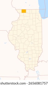 Mapa del condado de Stephenson (Illinois, Estados Unidos) que muestra el estado federal con el condado destacado