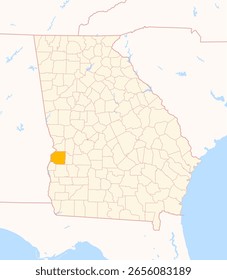 Mapa do Condado Stewart (Geórgia, EUA) mostrando o Estado Federal com o Condado destacado