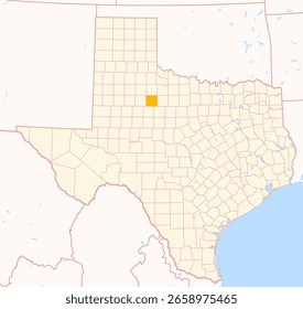 Mapa del condado de Stonewall (Texas, US) que muestra el estado federal con el condado resaltado