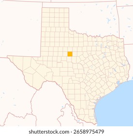 Landkarte des County Taylor (Texas, USA) mit dem Bundesstaat mit dem markierten County