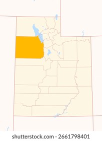 Mapa del condado de Tooele (Utah, Estados Unidos) que muestra el estado federal con el condado resaltado