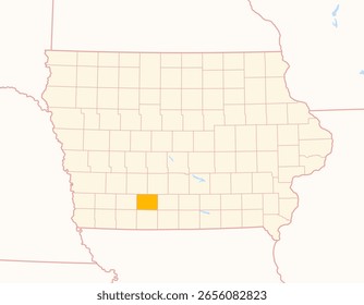 Mapa del condado de Union (Iowa, US) que muestra el estado federal con el condado resaltado