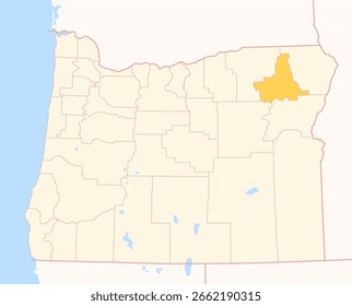 Mapa del Condado de Union (Oregon, US) que muestra el Estado Federal con el Condado resaltado