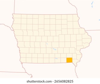 Mapa del condado de Van Buren (Iowa, US) que muestra el estado federal con el condado resaltado