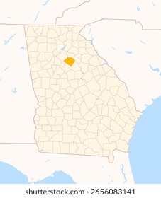 Mapa del condado de Walton (Georgia, Estados Unidos) que muestra el estado federal con el condado destacado