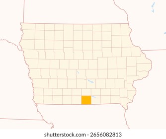 Mapa del condado de Wayne (Iowa, US) que muestra el estado federal con el condado resaltado