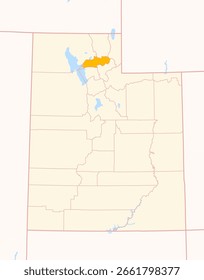 Mapa del condado de Weber (Utah, Estados Unidos) que muestra el estado federal con el condado destacado