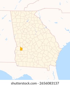 Mapa del condado de Webster (Georgia, Estados Unidos) que muestra el estado federal con el condado destacado