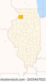 Map of the County Whiteside (Illinois, US) showing the Federal State with the highlighted County
