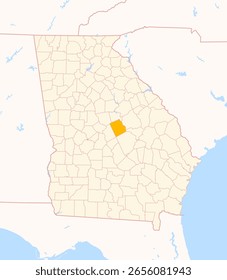 Map of the County Wilkinson (Georgia, US) showing the Federal State with the highlighted County
