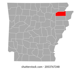 Map of Craighead in Arkansas on white