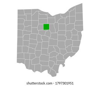 Map of Crawford in Ohio on white